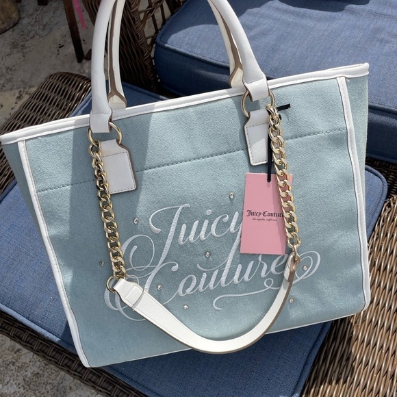 Juicy Couture Blue Denim Beach Tote Bag - Picture 6 of 12
